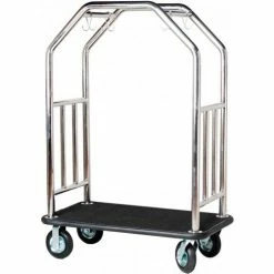 Hospitality 1 Source Estate Bellman Cart, Curved Uprights, Black Carpet