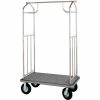 Hospitality 1 Source Chrome Transporter Bellman Cart, Straight Uprights, Gray Carpet, Black Bumper