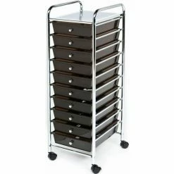 Seville Classics 15-5/16"L x 12-13/16"W x 38-3/16"H - 10 Drawer Organizer Cart - Black