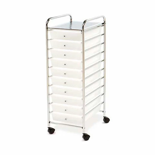 Seville Classics 15-5/16"L x 12-13/16"W x 38-3/16"H - 10-Drawer Organizer Cart - Frosted White
