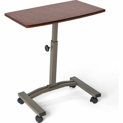 Seville Classics Height Adjustable Mobile Laptop Desk Cart, Walnut - Image 7