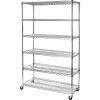 Seville Classics 6-Tier UltraDurable Mobile Wire Shelving - Commercial Grade NSF Steel 48"L x 18"W x 75"H - Plated