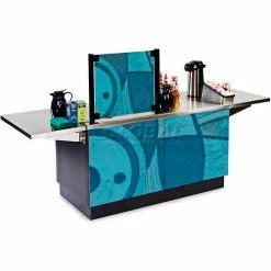 Lakeside Mobile Coffee Kiosk, Royal Blue Laminate, Stainless Steel, 96-1/4"W x 30"L x 56"H - 6120