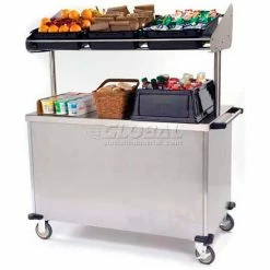 Lakeside Economy Breakfast Cart With 3 Plastic Bins, Stainless Steel, 28-1/2"W x 54-3/4"L x 67"H