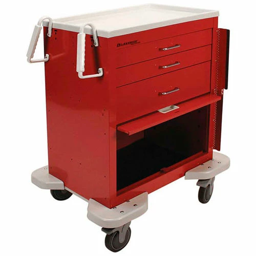 Lakeside® C-324-P2B-1R Classic 3-Drawer Medical Emergency Cart, Red, Breakaway Lock