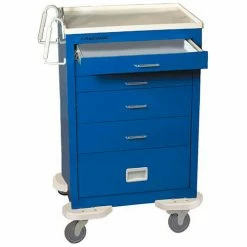 Lakeside® C-530-P2K-1B Classic 5-Drawer Medical Anesthesia Cart, Blue, Key Lock