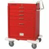 Lakeside® C-530-P2K-1R Classic 5-Drawer Medical Emergency Cart, Red, Key Lock