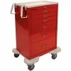Lakeside® C-630-K-1R Classic 6-Drawer Medical Emergency Cart, Red, Key Lock