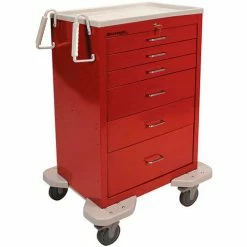 Lakeside® C-630-K-1R Classic 6-Drawer Medical Emergency Cart, Red, Key Lock
