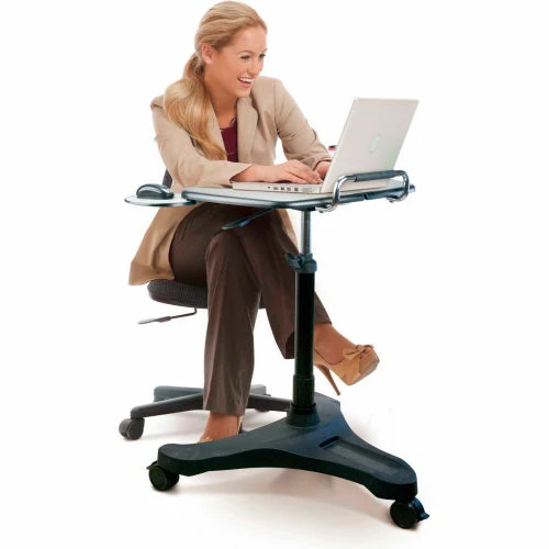 Aidata LPD008P Sit/Stand Mobile Laptop Cart, Black - Image 2
