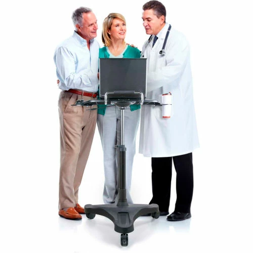 Aidata LPD008P Sit/Stand Mobile Laptop Cart, Black - Image 3