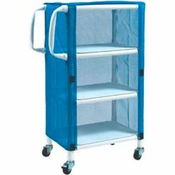 Graham-Field 8523 PVC Linen Cart with Blue Mesh Cover, Small 3-Shelf, 33"W x 20"D x 51-1/4"H