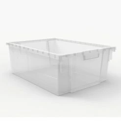 Luxor Clear Stackable Storage Bins, 4 Large, 20Lbs Bin Cap, Polypropylene, 12-1/4"W x 16-3/4"D x 6"H