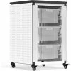 Luxor Modular Classroom Storage Cart w/ 3 Large Bins, 18"L x 18"W x 28"H, White
