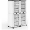Luxor Modular Classroom Storage Cart, 4 Stacked Modules, 12 Large Bins, 18"L x 36"W x 57"H, White
