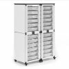 Luxor Modular Classroom Storage Cart, 4 Stacked Modules, 24 Small Bins, 18"L x 36"W x 57"H, White