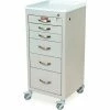 Harloff M-Series Narrow Procedure Cart, 6 Drawers, Key Lock, 18"W x 18"L x 40-3/4"H, White