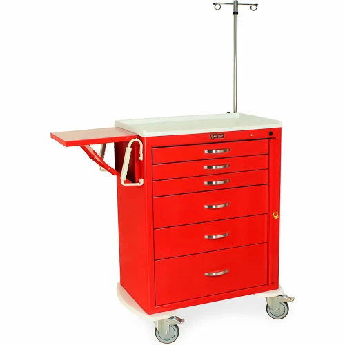 Harloff M-Series Tall Emergency Crash Cart, 6 Drawers, 36-3/4"W x 22"L x 43"H, Hammertone Gray - Image 2