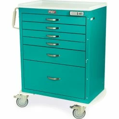 Harloff M-Series Tall Procedure Cart,6 Drawers & E Lock,36-3/4"W x 22"L x 43-3/4"H,Sand