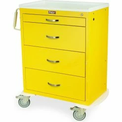 Harloff M-Series Tall Isolation Cart, 4 Drawers, 37-1/2"W x 22"L x 42-63/100"H, Light Gray