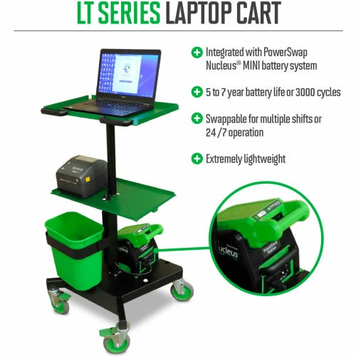 Newcastle Systems LT Series Mobile Powered Laptop Cart with 2 Swappable Battery Packs - Image 2