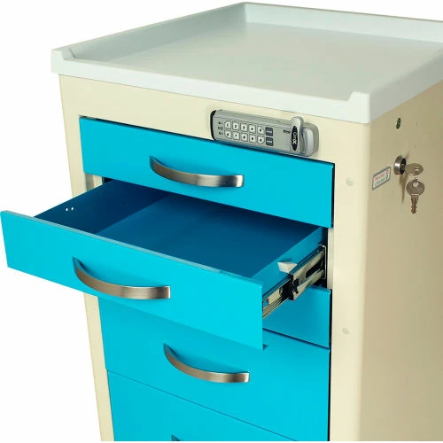 Harloff A-Series Narrow Medical Cart, 6 Drawers & E Lock, 24-3/4"Wx22"Lx43-3/4"H, Taupe - Image 3