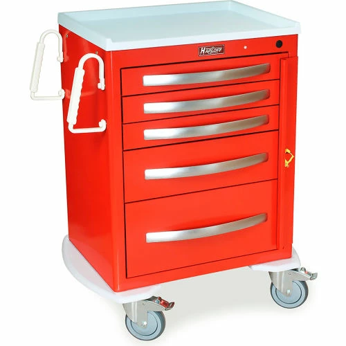 Harloff A-Series Lightweight Aluminium Crash Cart,5 Drawers,30"W x 22"L x 37-1/4"H,Sand - Image 2