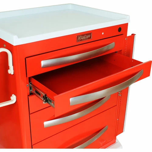 Harloff A-Series Lightweight Aluminium Crash Cart,5 Drawers,30"W x 22"L x 37-1/4"H,Hammertone Red - Image 3