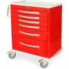 Harloff A-Series Lightweight Emergency Cart,6 Drawers,Key Lock,36-3/4"Wx22"Lx40-1/2"H,Pink
