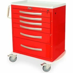 Harloff A-Series Lt Weight Emergency Cart,6 Drawers,Key Lock,36-3/4"Wx22"Lx40-1/2"H,Hammertone Blue