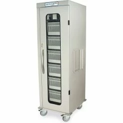 Harloff Single Column Medical Storage Cart,Glass Door, 22-1/2"W x 27"D x 75-3/4"H, Taupe