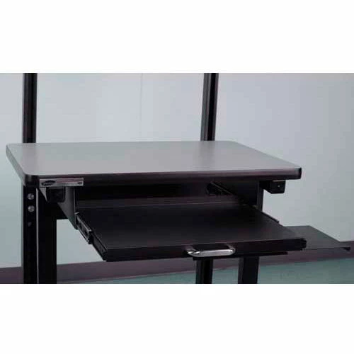 Stackbin Mobile Computer Desk w/ Top Shelf, 36"W x 24"D x 33-1/2"H, Gray - Image 2