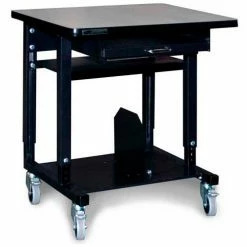 Stackbin Small Mobile Computer Station, 36"W x 24"D x 33-1/2"H, Black