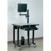 Stackbin Mobile Computer Station with Monitor Arm, 36"W x 24"D x 33-1/2"H, Black