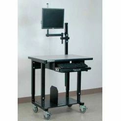 Stackbin Mobile Computer Station with Monitor Arm, 36"W x 24"D x 33-1/2"H, Blue