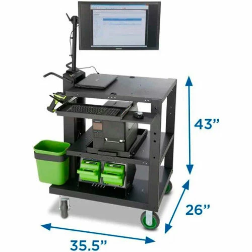 Newcastle Systems PC Series Mobile Powered Workstation, 35.5"W x 26"D, 100AH SLA Battery - Image 3