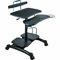 Aidata PCC004P Sit/Stand Mobile PC Workstation, Black