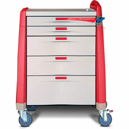 Capsa Healthcare Avalo® Emergency Cart, Red, Intermediate Height
