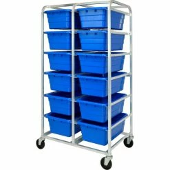 Quantum Storage Systems Quantum Mobile Rack All-Welded Aluminum 27"L x 37"W x 71"H, 12 Tub, Blue