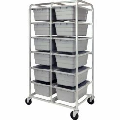 Quantum Storage Systems Quantum Mobile Rack All-Welded Aluminum 27"L x 37"W x 71"H, 12 Tub, Gray