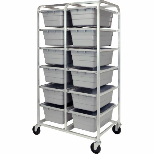 Quantum Storage Systems Quantum Mobile Rack All-Welded Aluminum 27"L x 37"W x 71"H, 12 Tub, Gray