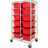 Quantum Storage Systems Quantum Mobile Rack All-Welded Aluminum 27"L x 37"W x 71"H, 12 Tub, Red