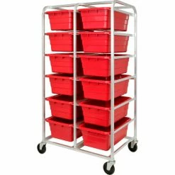 Quantum Storage Systems Quantum Mobile Rack All-Welded Aluminum 27"L x 37"W x 71"H, 12 Tub, Red