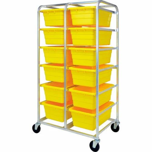Quantum Storage Systems Quantum Mobile Rack All-Welded Aluminum 27"L x 37"W x 71"H, 12 Tub, Yellow
