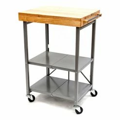Origami Rack Origami RBT-02 Kitchen Cart, Collapsible, 3 Tier, 24" x 20" Shelf Size, Silver