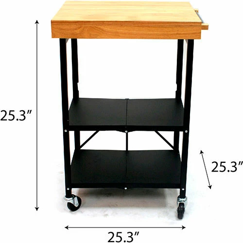 Origami Rack Origami RBT-03 Collapsible Kitchen Island Cart, 23" x 16" Shelf, Black - Image 6
