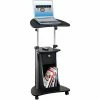 Techni Mobili Deluxe Rolling Laptop Cart with Storage, 21-1/2"W x 15-1/2"D x 31- 45"H, Black