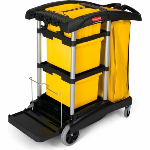 Rubbermaid® Microfiber Janitor Cart, Black 9T73