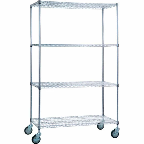 R&B Wire Products LC244872SOL Heavy Duty Chrome Linen Cart with Solid Bottom Shelf, 48"Lx24"W x78"H