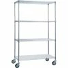 R&B Wire Products Heavy Duty Chrome Linen Cart with Solid Bottom Shelf, 36"L x 18"W x 78"H